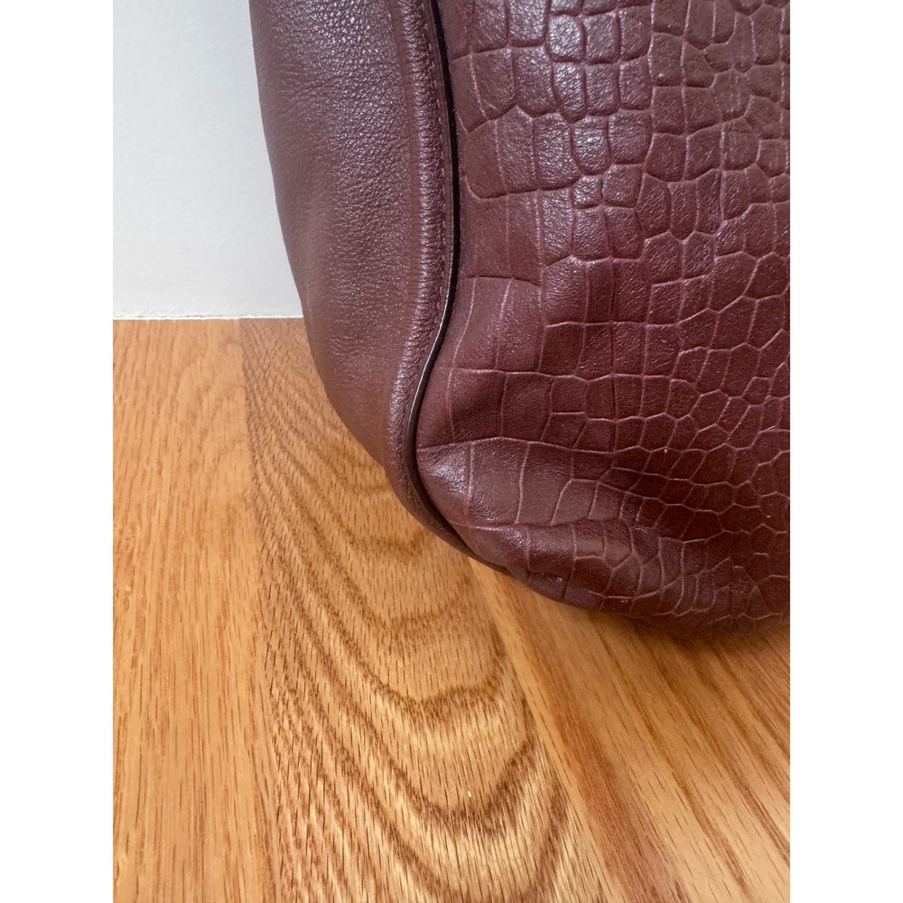 Coach F26122 Brown Croc Embossed Leather Hobo Shoulder Bag Tassel EUC - Picture 10 of 16
